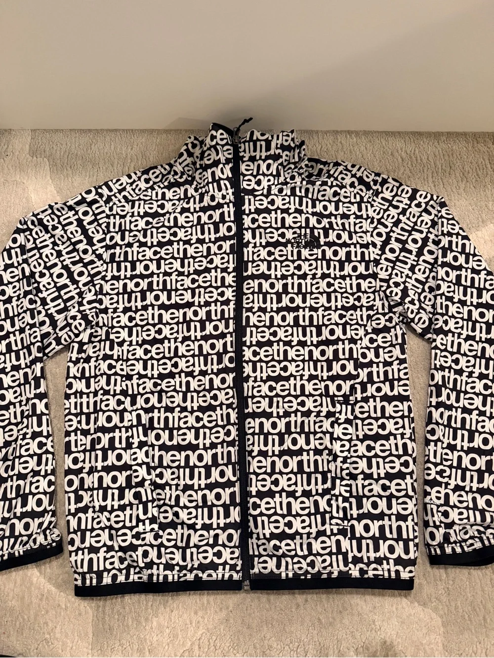 The North Face Black & White Logo Print Windbreaker